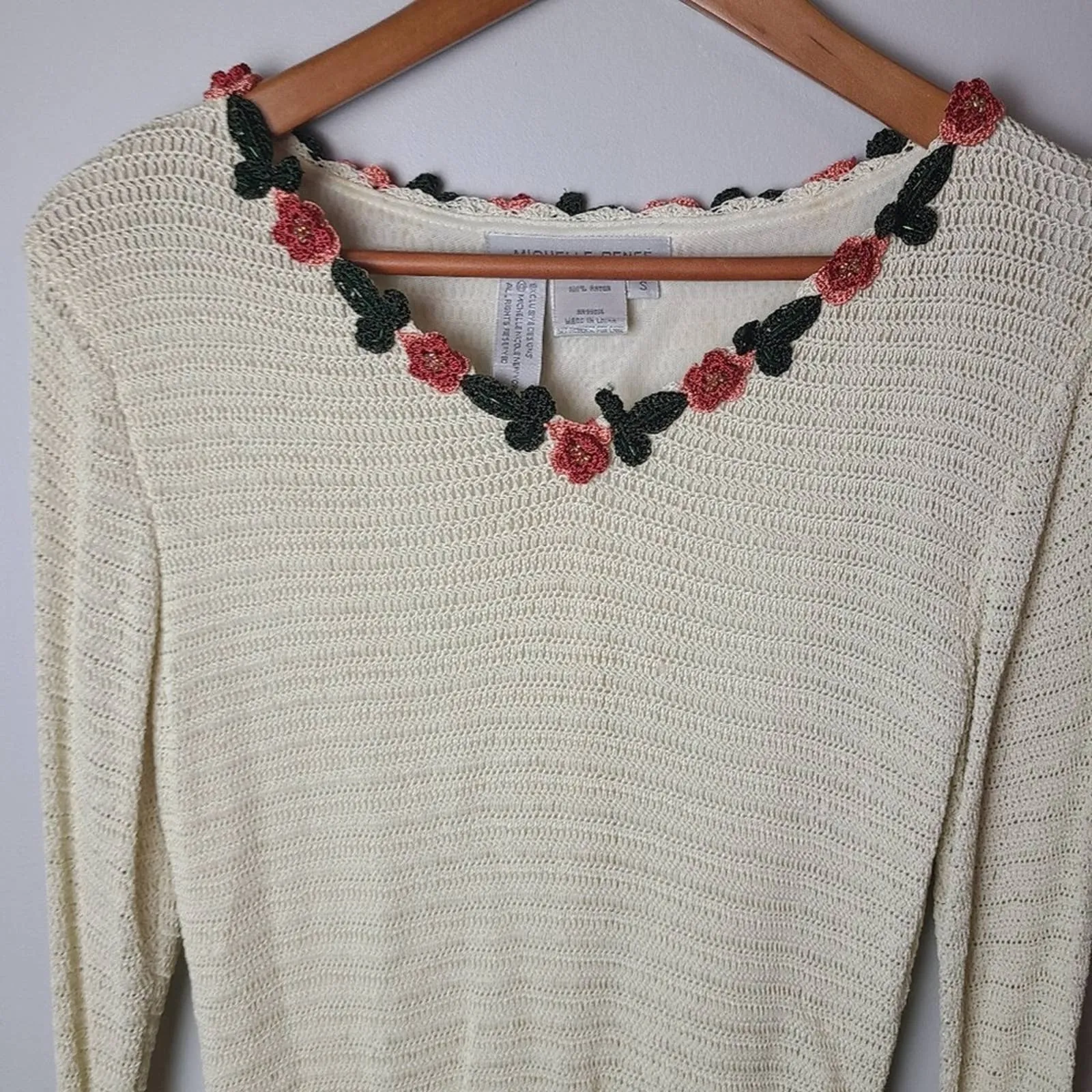 Michelle Renee Knit Crocheted Appliqued Sweater