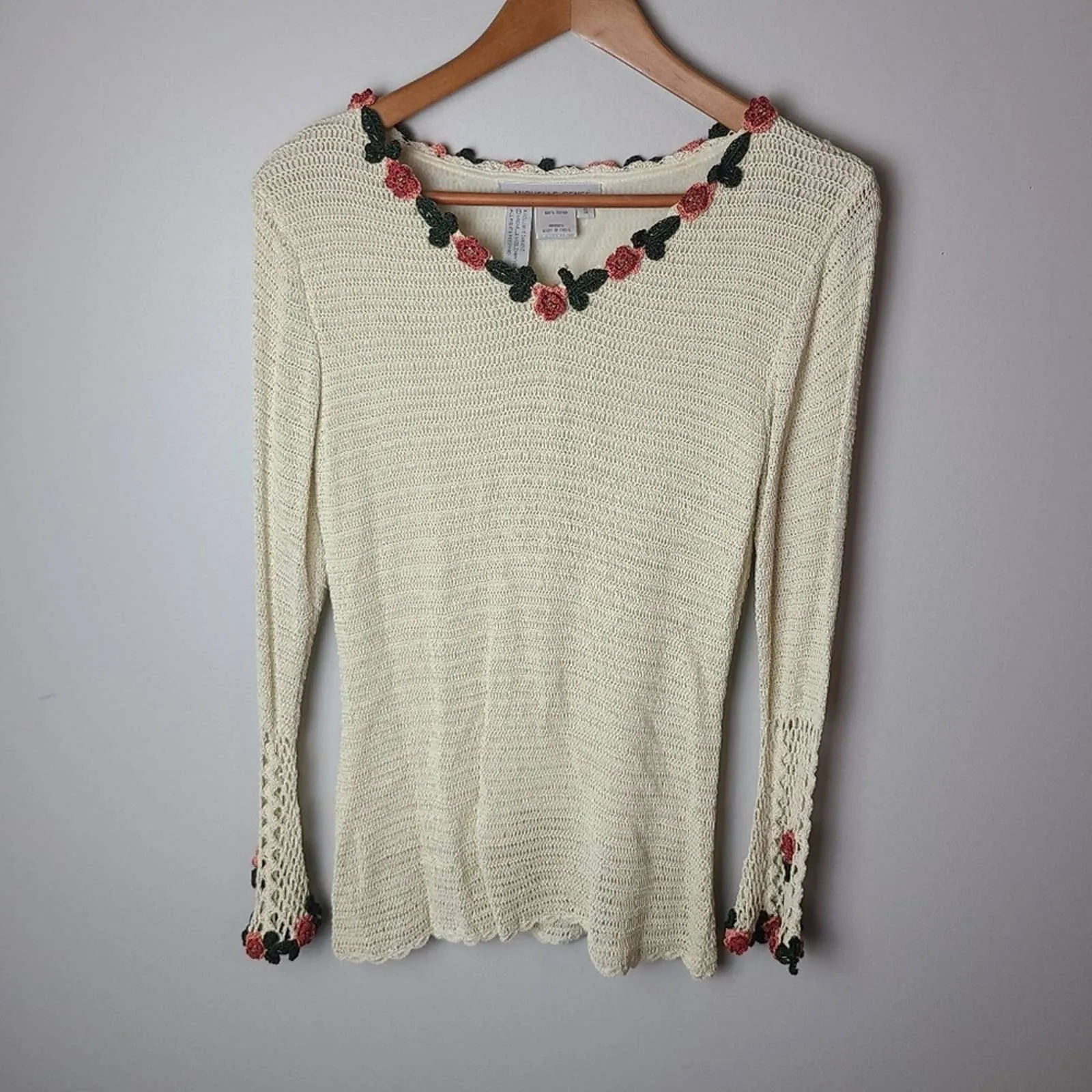 Michelle Renee Knit Crocheted Appliqued Sweater