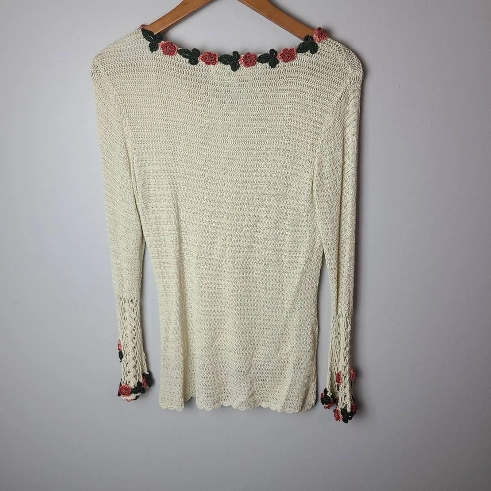 Michelle Renee Knit Crocheted Appliqued Sweater