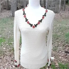 Michelle Renee Knit Crocheted Appliqued Sweater