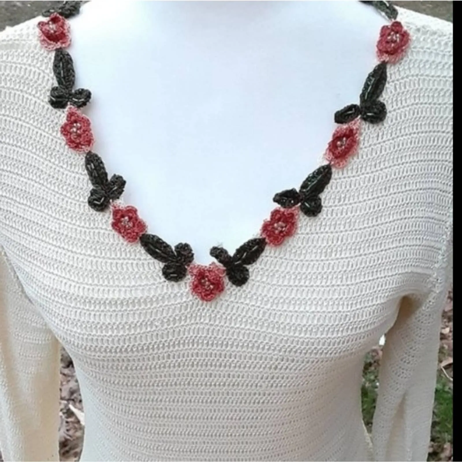 Michelle Renee Knit Crocheted Appliqued Sweater