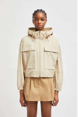 MONCLER LIGHT BEIGE SAUVAN HOODED PARKA