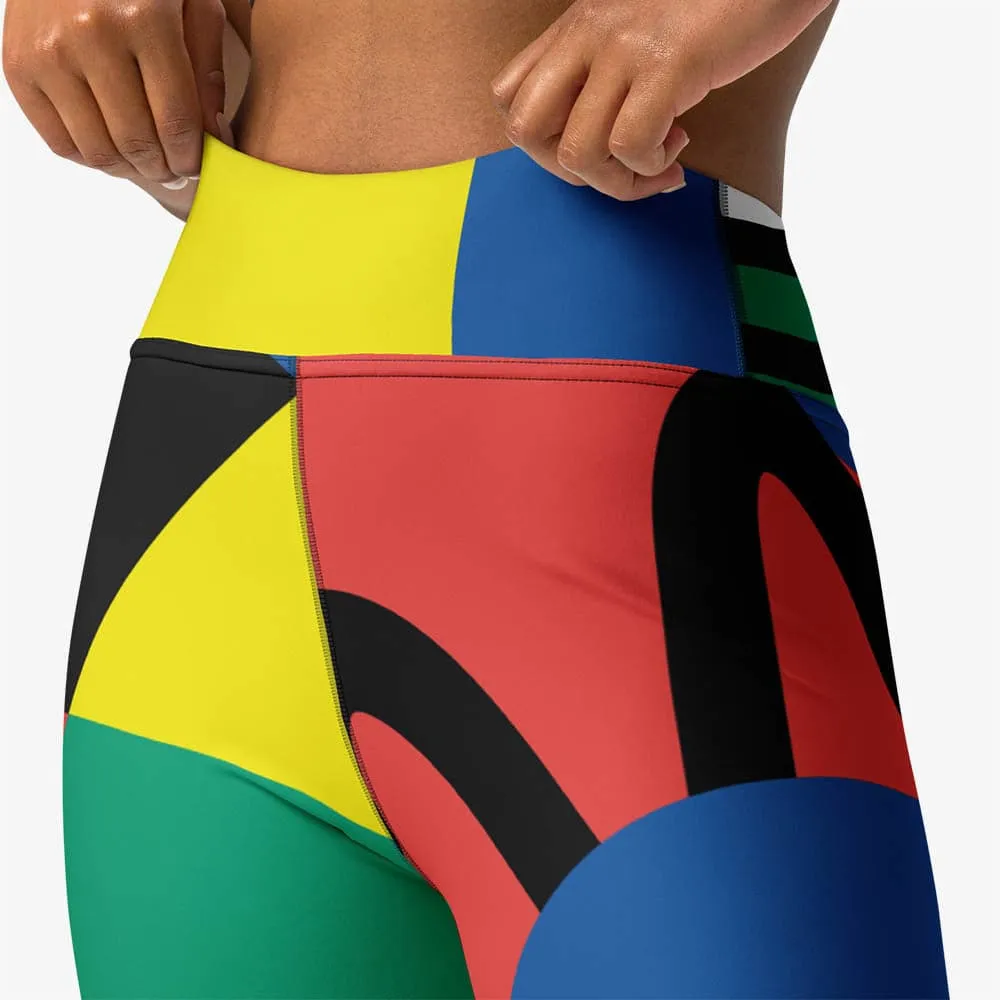 Printed Capris "Surrealist" Yellow/Green/Blue