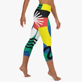 Printed Capris "Surrealist" Yellow/Green/Blue