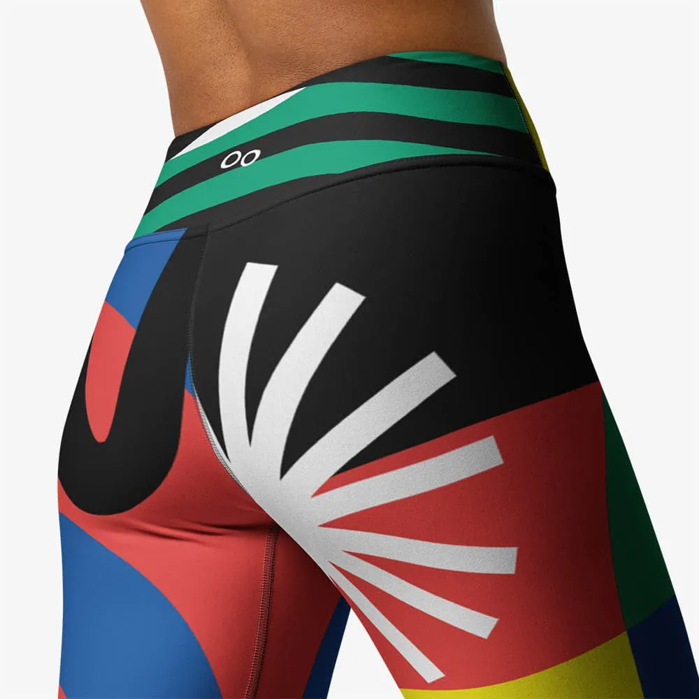 Printed Capris "Surrealist" Yellow/Green/Blue