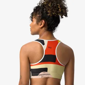 Printed Sports Bra "Stripe Art" Black/Red/Yellow