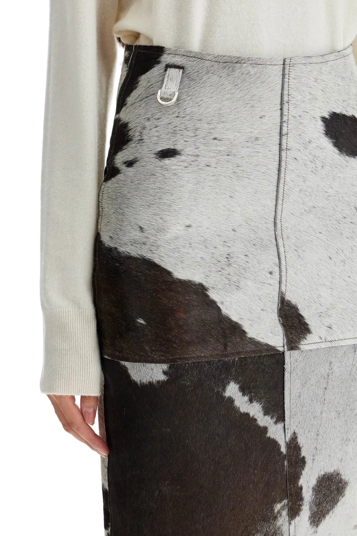 "leopard print midi skirt 16028 BROWN / WHITE COW
