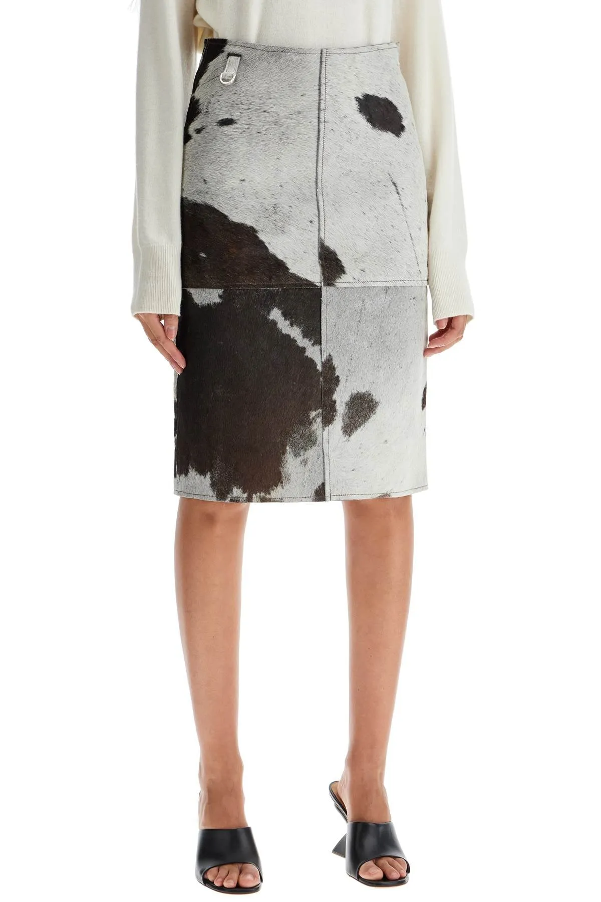 "leopard print midi skirt 16028 BROWN / WHITE COW