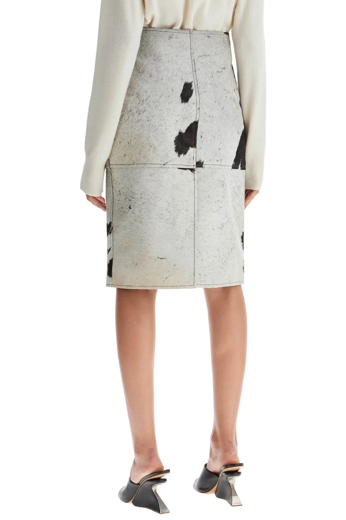 "leopard print midi skirt 16028 BROWN / WHITE COW