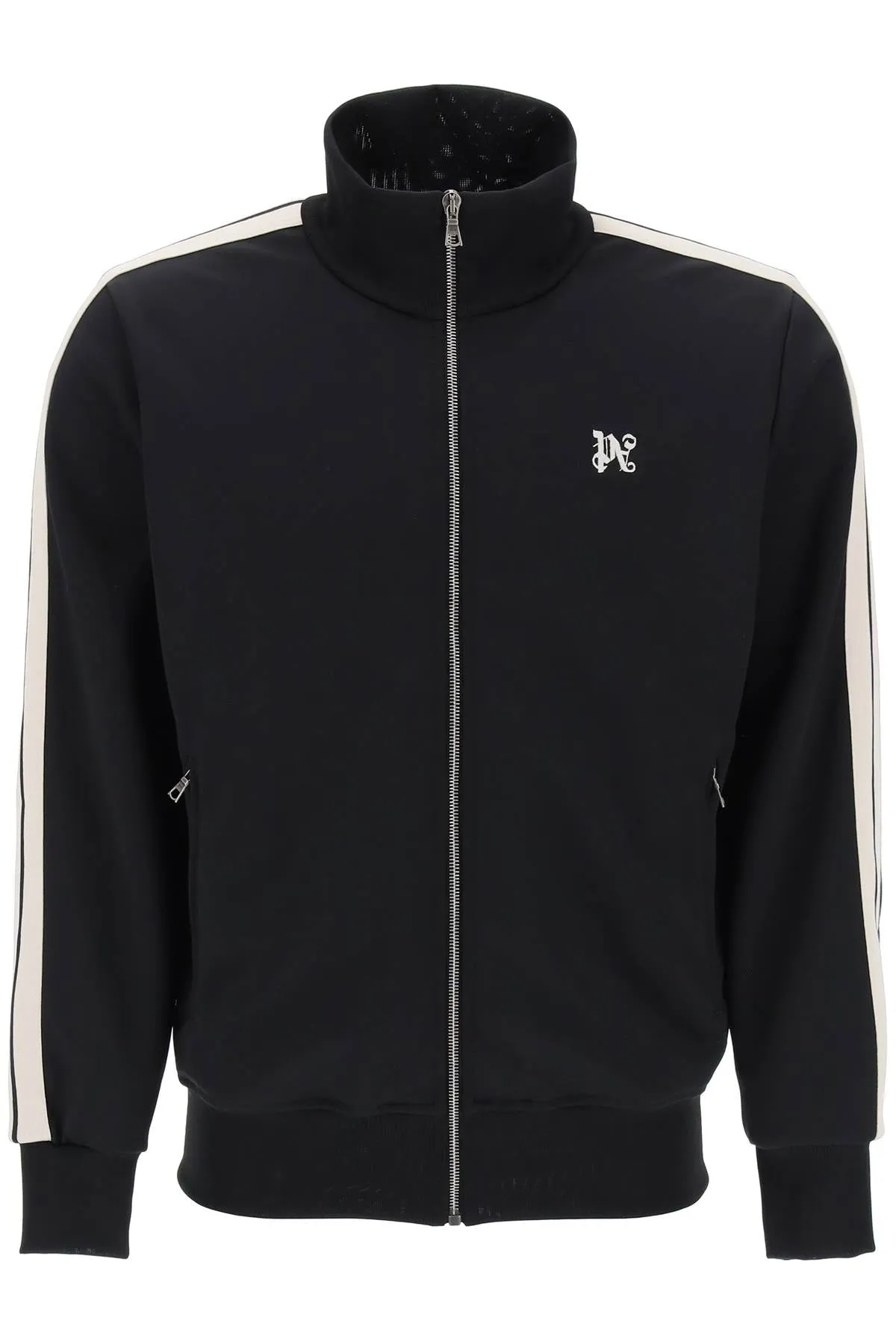"track sweatshirt with contrasting bands PMBD058R24FAB001 BLACK OFF WHITE