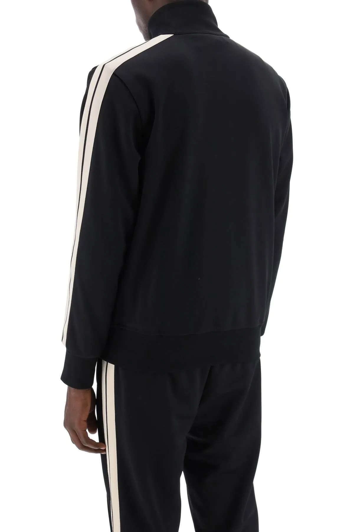 "track sweatshirt with contrasting bands PMBD058R24FAB001 BLACK OFF WHITE