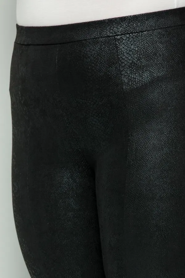 See And Be Seen Black Faux Suede Snake Skin Plus Leggings