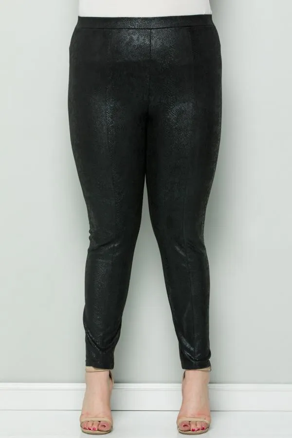 See And Be Seen Black Faux Suede Snake Skin Plus Leggings