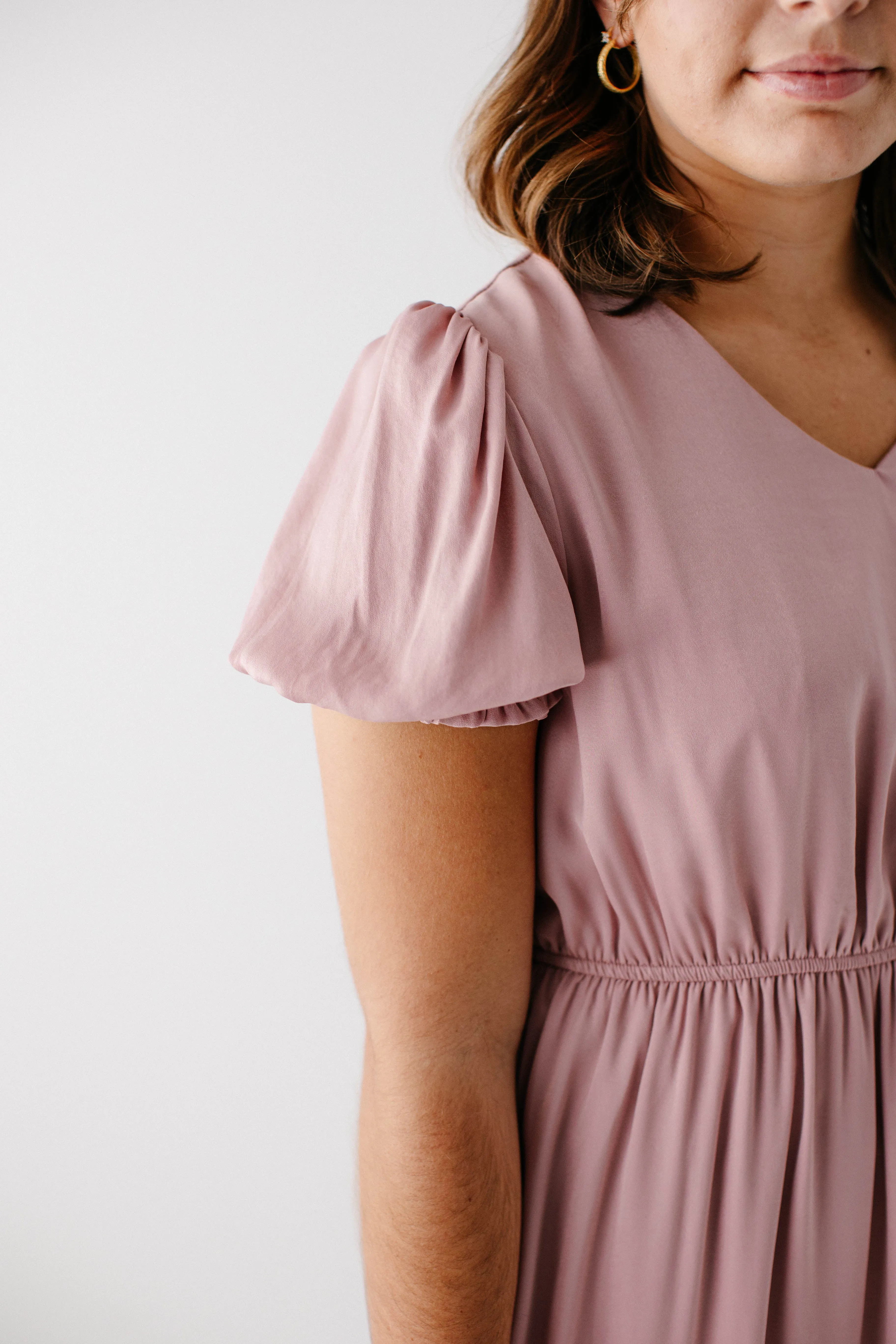 'Serene' Washed Satin Ruffle Midi Dress in Blush FINAL SALE