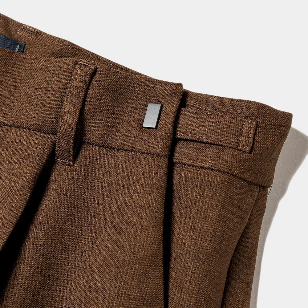 Side Zip Polyester Slacks(Brown)/MW-PT23203