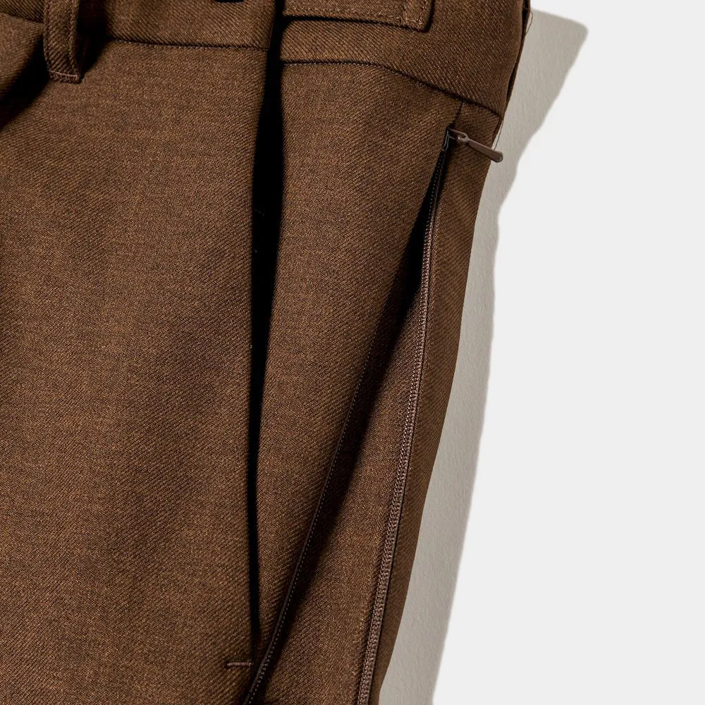 Side Zip Polyester Slacks(Brown)/MW-PT23203