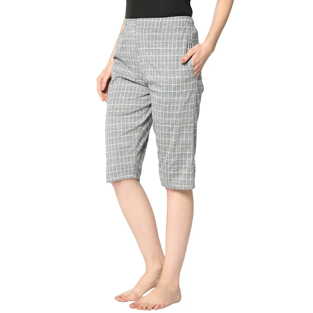 Vimal Jonney Grey 3/4th Capri For Women's
