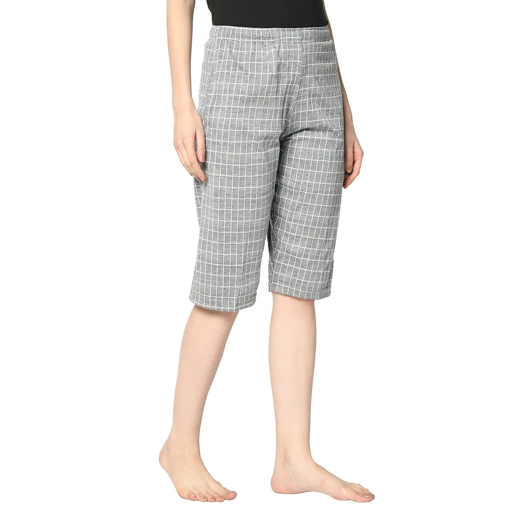 Vimal Jonney Grey 3/4th Capri For Women's