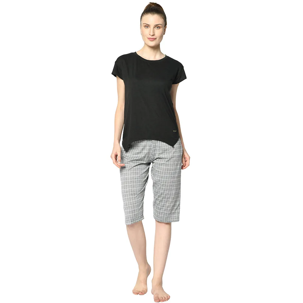 Vimal Jonney Grey 3/4th Capri For Women's