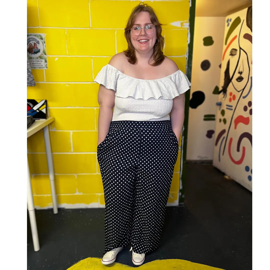 wide leg polkadot slacks - 20