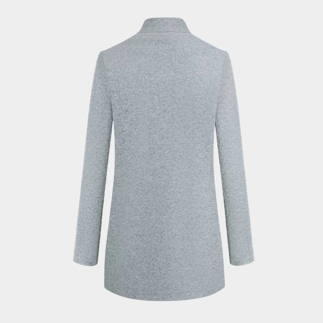 Women's Woolen Coat  Mid-Length Overcoat  Stand Collar  Slim Fit  Elegant Design  Multiple Colours