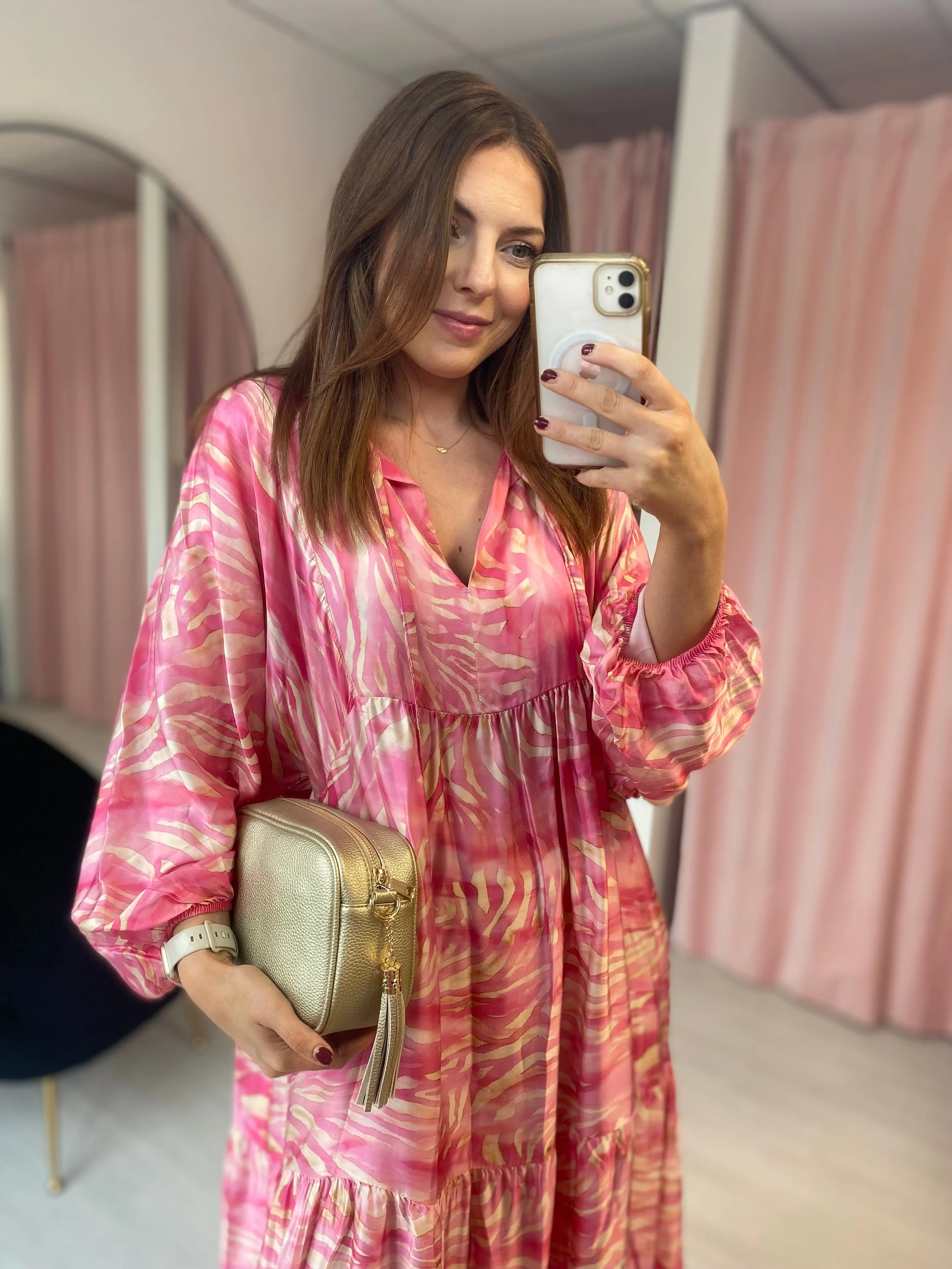 Zebra Midi Dress - Pink